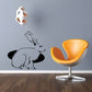 Rabbit and hole wall decal with black outline rabbit and orange hole shapes