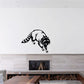 Raccoon digging decal sticker, black and white outline illustration