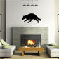 Black raccoon silhouette wall decal with raised paws in a hustling pose
