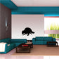 Raccoon scurrying wall decal with black silhouette on white background.