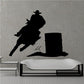 Horse racing barrel decal with cowboy on a dark silhouette horse and barrel