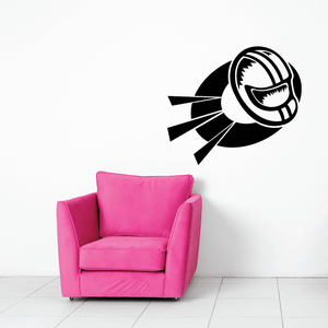 Racing helmet vinyl decal, black and white cartoon helmet with speed lines