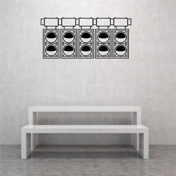 Grid light vinyl decal with five-row speaker-style black circles in rectangles
