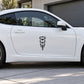 Standing stop light vinyl decal on a car door, black and white
