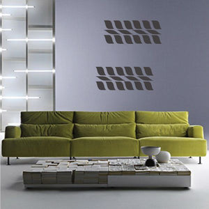 Racing checkered flags vinyl wall decal, stacked black flag stripes on a wall.