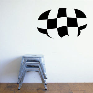 Racing checkered flag wall decal, black and white vinyl flags