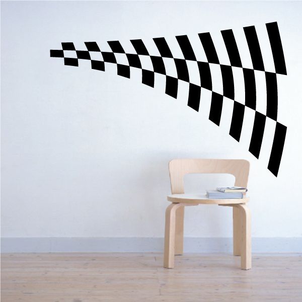 Racing checkered flag wall decal with black and white stripes, vinyl car decal