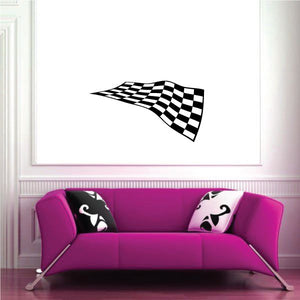 Racing checkers flag wall decal, black-and-white checkered banner