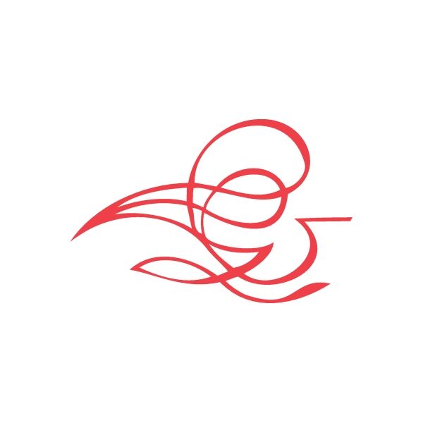 Red racing pinstripe vinyl decal with swooshing swirl and stripes