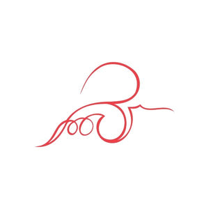 Red racing pinstripe wall decal with swirl and circular racing graphic