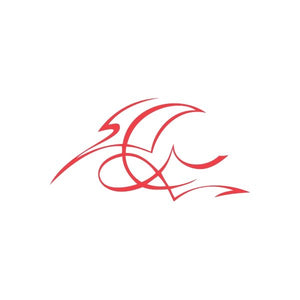 Racing graphic wall decal with red swooping pinstripes and accents