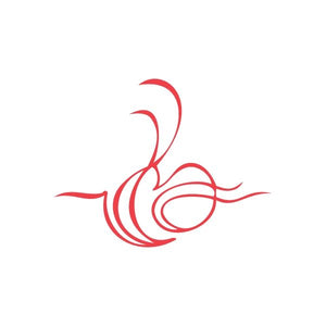 Racing graphic wall decal, red swirl with circle and pinstripe lines