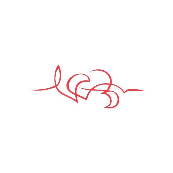 Red racing pinstripe graphic wall decal with swirl and streak lines