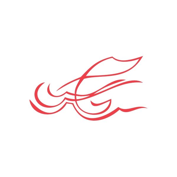 Racing graphic wall decal with red swirl and ribbon shape