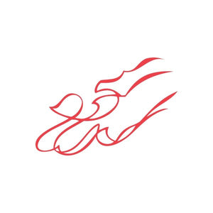 Red racing graphic wall decal with pinstripe swirl