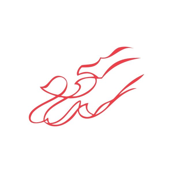 Red racing graphic wall decal with pinstripe swirl