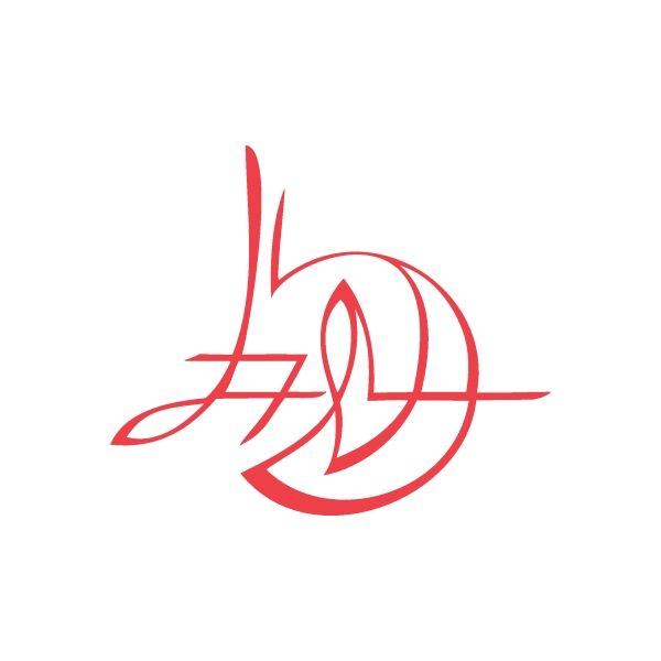Red racing graphic wall decal with swirl and script-style lettering