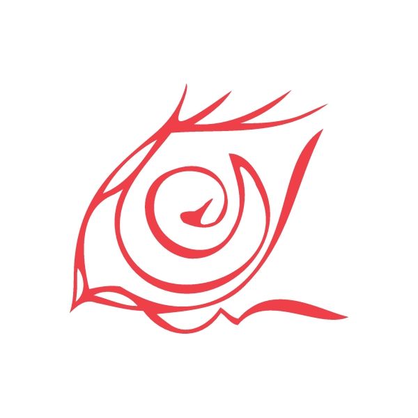 Red racing graphic wall decal with swirl emblem