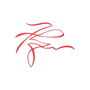 Red racing pinstripe wall decal graphic with looping swooshes