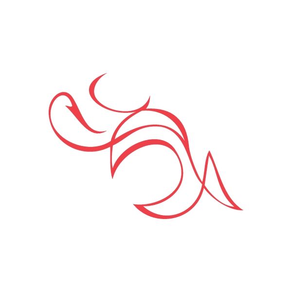 Racing pinstripe wall decal with red swirl graphic