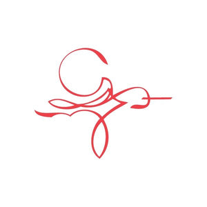 Red racing graphic wall decal with circular swirl and flame-like accents