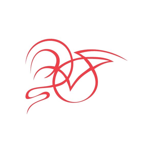 Red racing graphic wall decal with swirl and starburst shapes