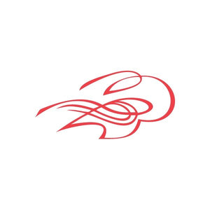 Red racing pinstripe wall decal with swoosh logo