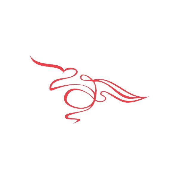 Red racing pinstripe graphic vinyl wall decal with swoosh and curls