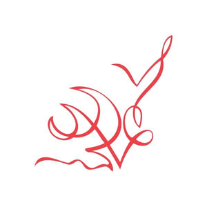 Red racing graphic wall decal with pinstripe swooshes