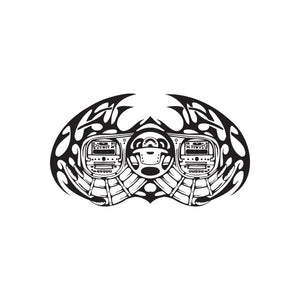 Black-and-white racing car dashboard graphic wall decal