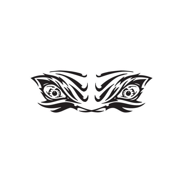 Racing graphic wall decal: stylized black racing eyes with flame accents