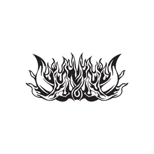 Racing graphic wall decal with black flame design