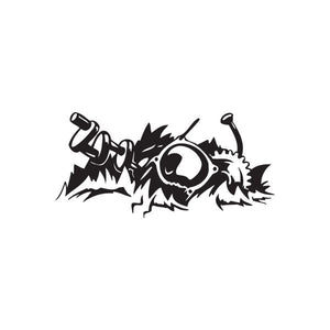 Racing graphic wall decal: black graffiti helmet with goggles and racing tools