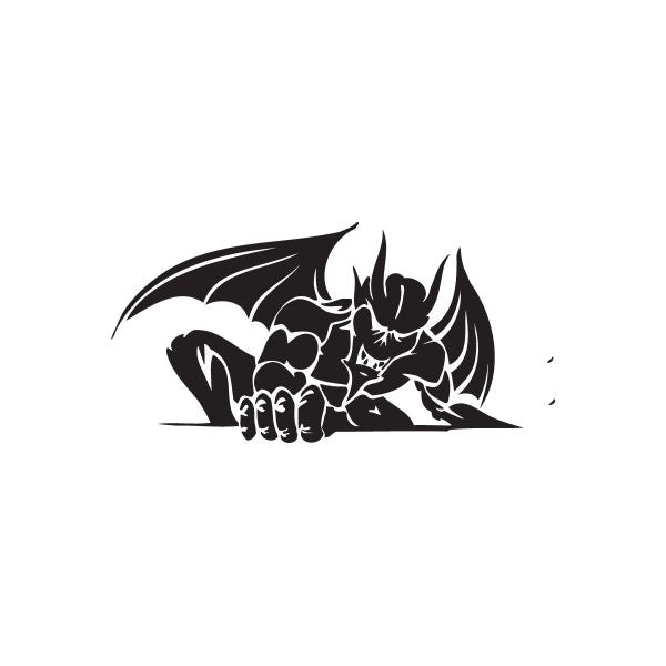 Racing graphic wall decal, black racing dragon and skull silhouette