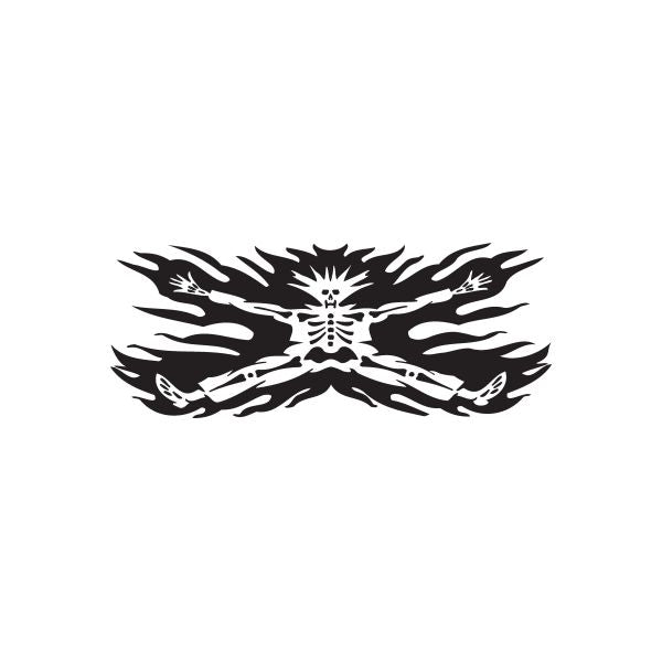 Racing graphic wall decal with black wing motif and sunburst center