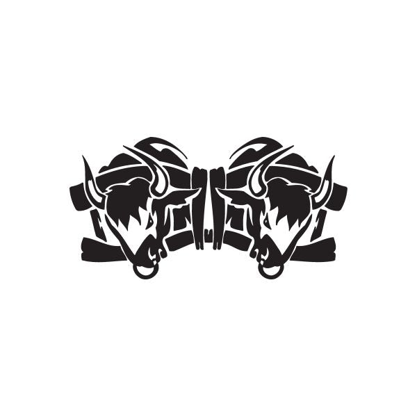 Racing graphic vinyl wall decal with mirrored black animal heads and flames