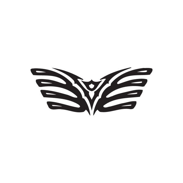 Racing graphic wall decal: black wing design with white stripe details