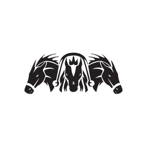 Racing vinyl wall decal with black animal head and flame graphic