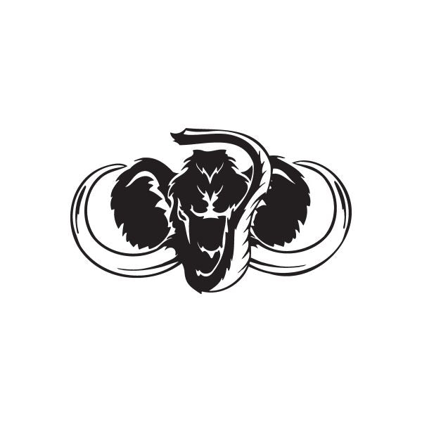 Black racing graphic wall decal with bull head and swirl lines.