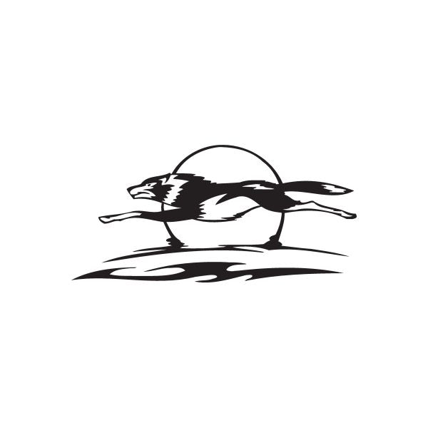 Racing car vinyl wall decal graphic with black silhouette and speed stripes