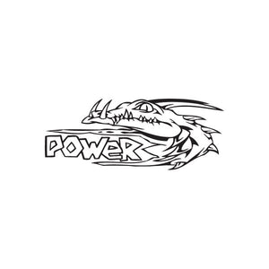 Racing vinyl wall decal with 'POWER' text and fierce vehicle graphic