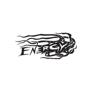 Racing graphic wall decal: stylized engine with flame lines in black and white