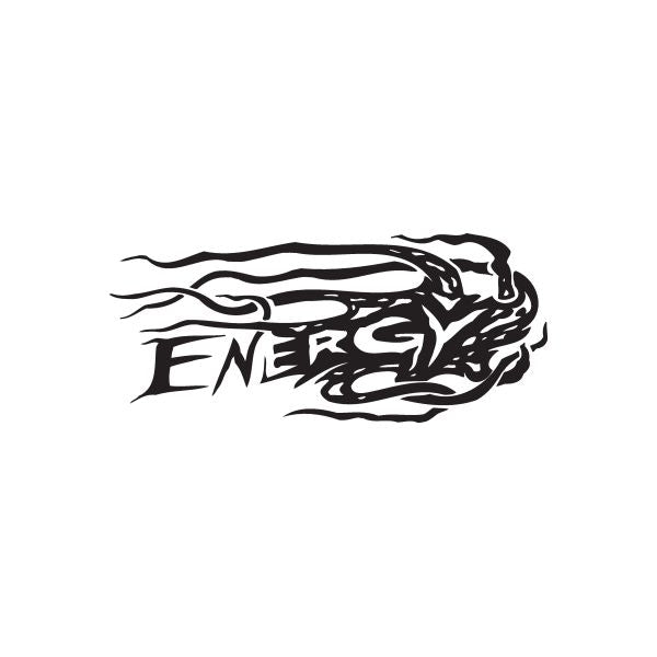 Racing graphic wall decal: stylized engine with flame lines in black and white