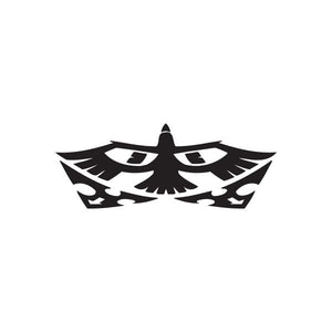 Racing graphic wall decal with black tribal wing design