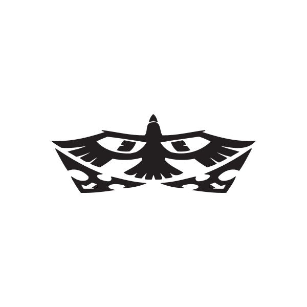 Racing graphic wall decal with black tribal wing design