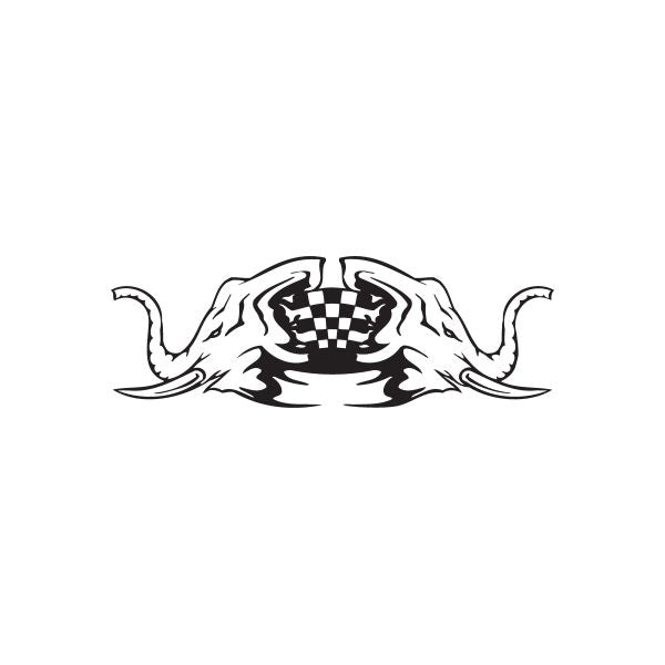 Racing checkered flag flame wall decal, black and white vinyl graphic