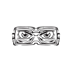 Racing graphic vinyl wall decal with stylized racing eyes and speed lines
