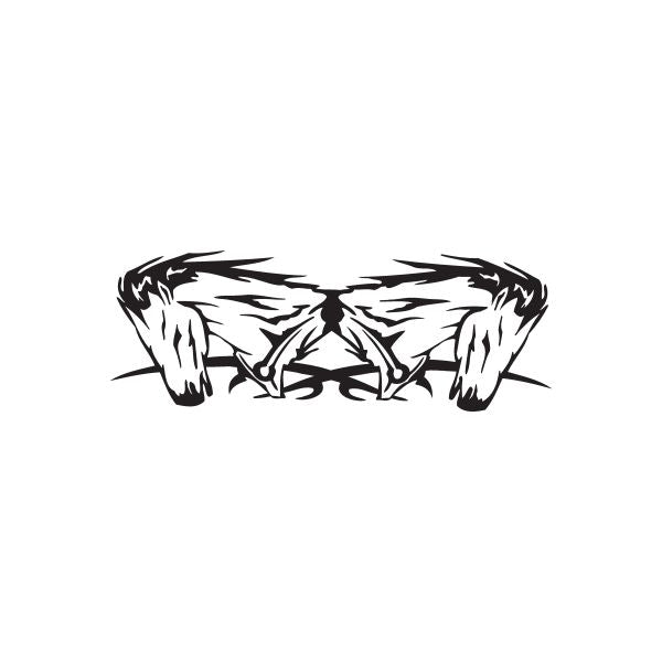Racing graphic vinyl wall decal with black tribal-style design