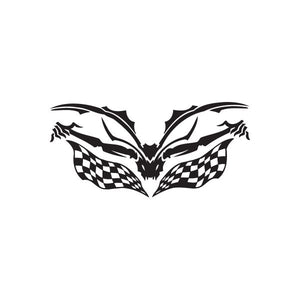 Racing graphic wall decal with black and white checkered wings