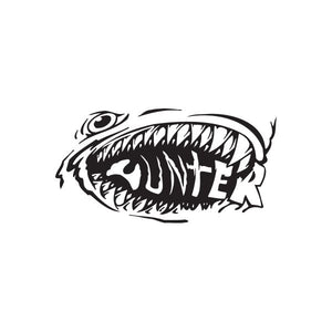 Racing graphic wall decal vinyl featuring black and white eye and zebra stripes, word 'HUNTER'